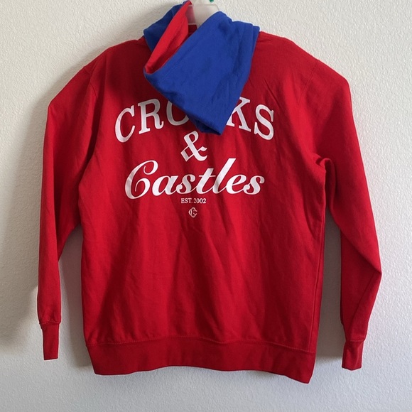 Crooks & Castles Red and Blue Men's Hoodie Size L - Picture 5 of 6